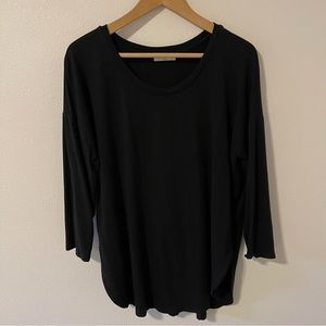 Aritzia Babaton Norris T-Shirt Black 3/4 Sleeve Stretch Jersey Loungewear-Medium